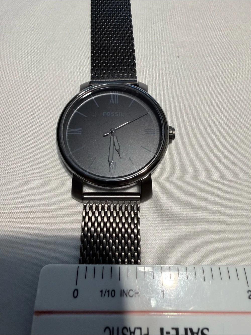 Men’s Fossil Black Mesh Band Watch with Minimal Dial